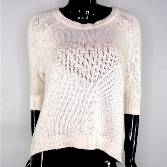 Lane Bryant 3/4 Sleeve Ivory Sweater w/ Heart - Picture 1 of 7